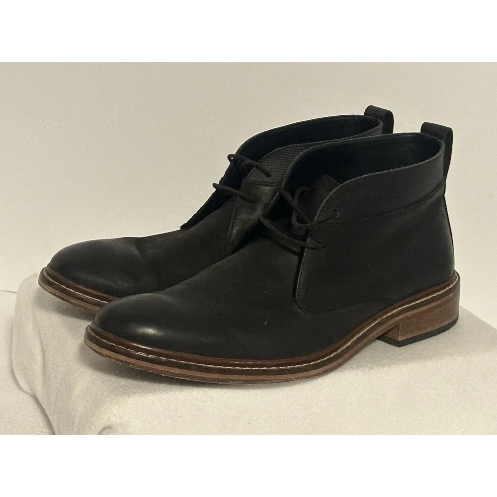 COLE HAAN Colton Chukka Boots Black Leather C20111 Men's Size 10 M Leather